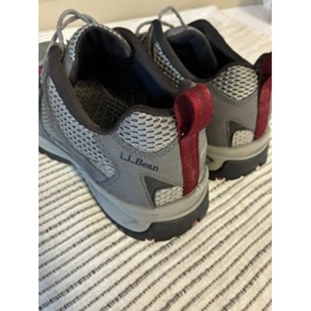 LL Bean Trail Model 4 Vent Hiking Shoes Mens 8.5 Wide Grey Burgundy Gorpcore